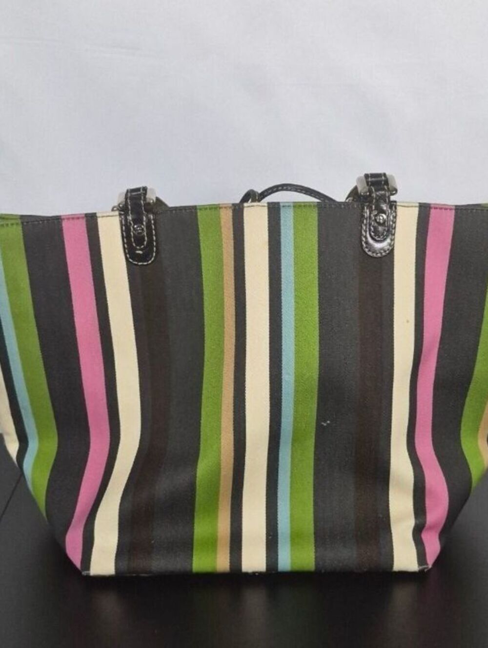 Vintage Kate Spade Multicolor Striped Canvas Y2K Tote Bag
